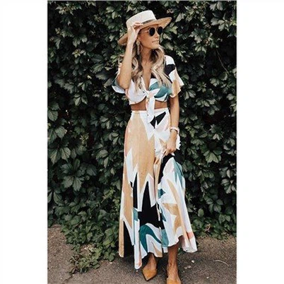 Komplet kratkih majica s printom i širokih nogavica